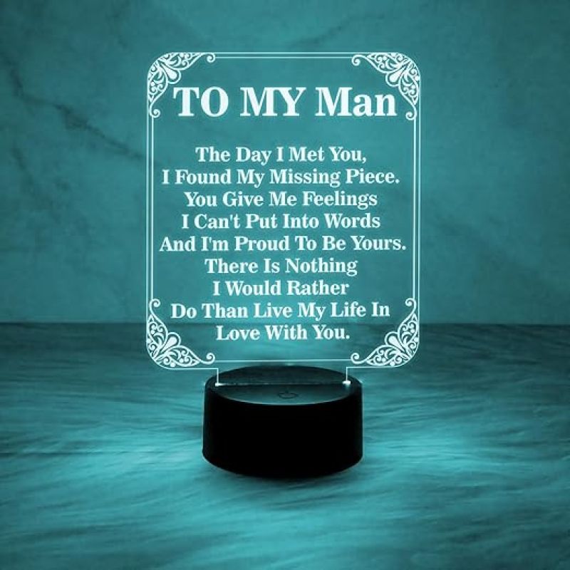 to My Man Gift Night Lamp with Automatic Color Changing Light  Home Decor Light  Best Gift for Husband  Anniversary Gift for Husband