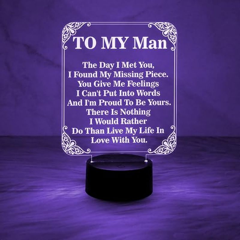 to My Man Gift Night Lamp with Automatic Color Changing Light  Home Decor Light  Best Gift for Husband  Anniversary Gift for Husband