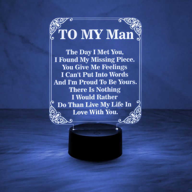 to My Man Gift Night Lamp with Automatic Color Changing Light  Home Decor Light  Best Gift for Husband  Anniversary Gift for Husband