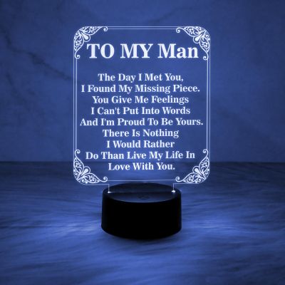 to My Man Gift Night Lamp with Automatic Color Changing Light  Home Decor Light  Best Gift for Husband  Anniversary Gift for Husband