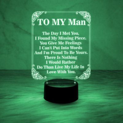to My Man Gift Night Lamp with Automatic Color Changing Light  Home Decor Light  Best Gift for Husband  Anniversary Gift for Husband