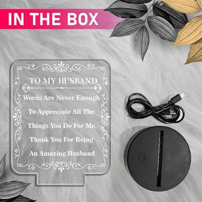 to My Husband Gift from Wife  Warm White Light   Anniversary Gift for Husband  Birthday Gift for Husband  Valentines Day Gift for Husband