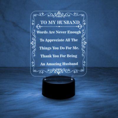 to My Husband Gift from Wife  7 Color Changing Light   Anniversary Gift for Husband  Birthday Gift for Husband  Valentines Day Gift for Husband