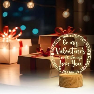 Be My Valentine's I Will Always Love You Engraved Night Lamp with Warm White Light  Valentine Day Gift for Husband Wife Girlfriend Boyfriend