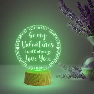 Be My Valentine's I Will Always Love You Engraved Night Lamp with Automatic Color Changing Light  Valentine Day Gift for Husband Wife Girlfriend Boyfriend