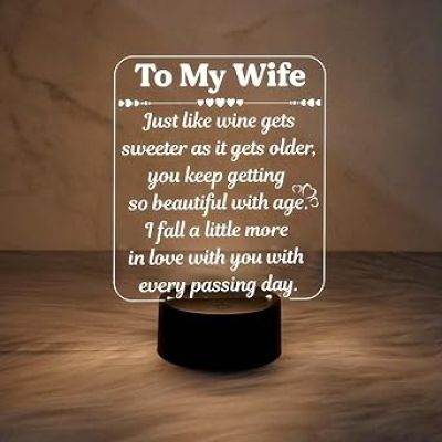 to My Wife Engraved Night Lamp with Warm White Light Gift for Wife  Memorable Gift for Wife  Birthday Gift for Wife  Anniversary Gift for Wife