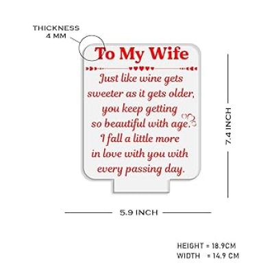 to My Wife Engraved Night Lamp with Warm White Light Gift for Wife  Memorable Gift for Wife  Birthday Gift for Wife  Anniversary Gift for Wife