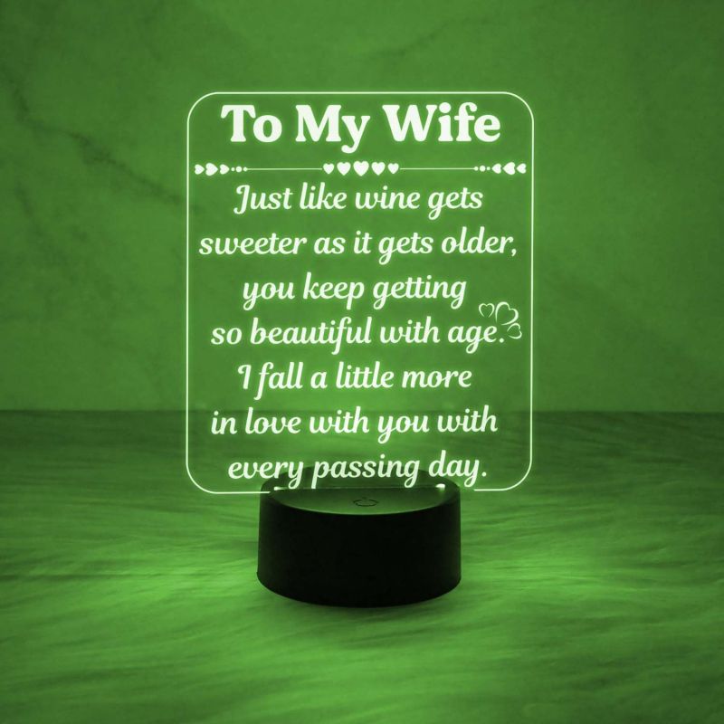 to My Wife Engraved Night Lamp with 7 Color Auto Change Light  Gift for Wife  Memorable Gift for Wife  Birthday Gift for Wife  Anniversary Gift for Wife