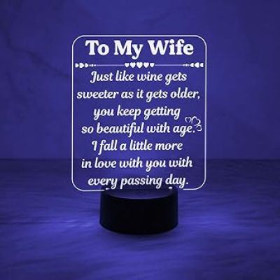 to My Wife Engraved Night Lamp with 7 Color Auto Change Light  Gift for Wife  Memorable Gift for Wife  Birthday Gift for Wife  Anniversary Gift for Wife