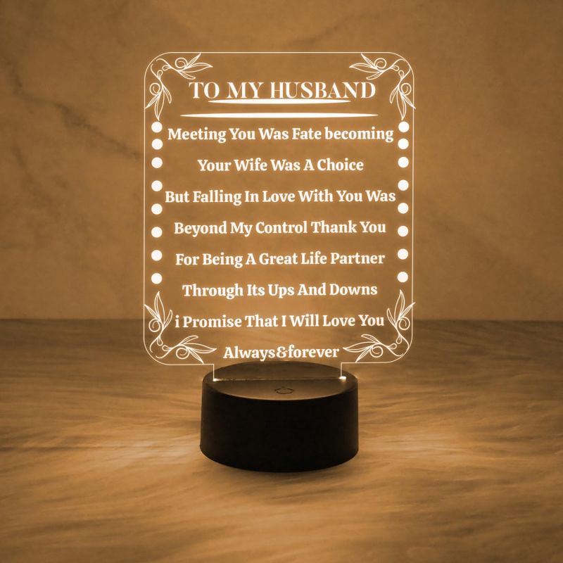 to My Husband I Love You Acrylic Night Light Gifts for Husband on Anniversary  Automatic Color Changing Light  Birthday Gift for Husband