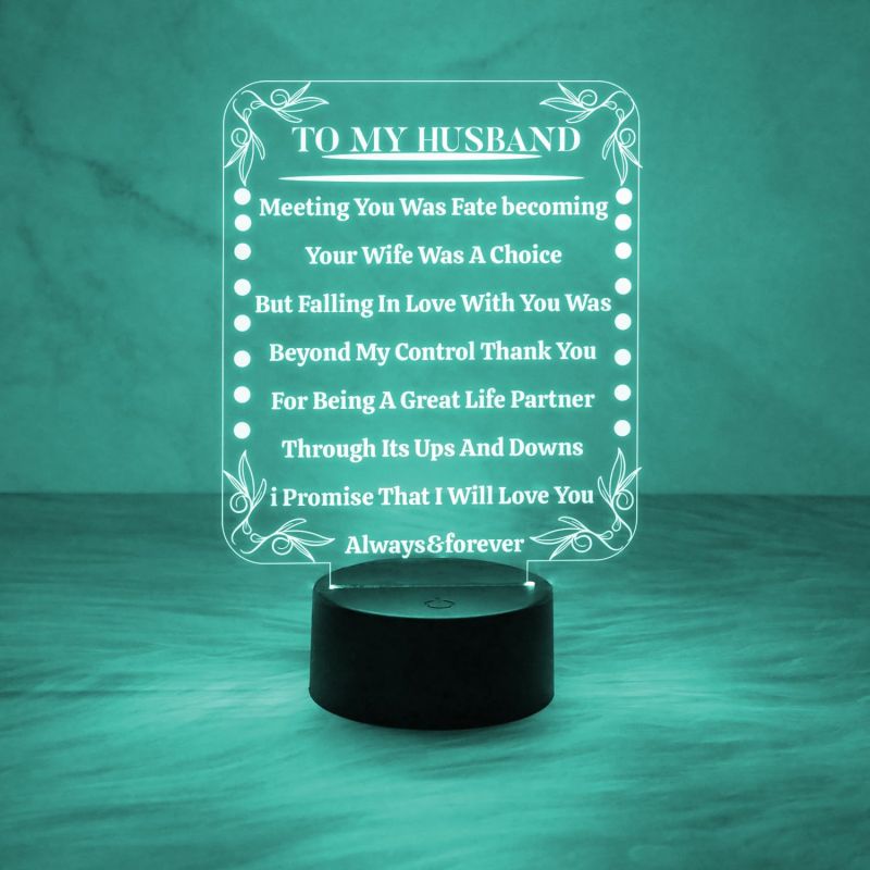 to My Husband I Love You Acrylic Night Light Gifts for Husband on Anniversary  Automatic Color Changing Light  Birthday Gift for Husband