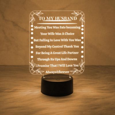 to My Husband I Love You Acrylic Night Light Gifts for Husband on Anniversary  Automatic Color Changing Light  Birthday Gift for Husband