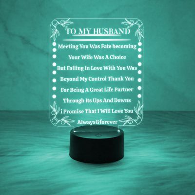 to My Husband I Love You Acrylic Night Light Gifts for Husband on Anniversary  Automatic Color Changing Light  Birthday Gift for Husband