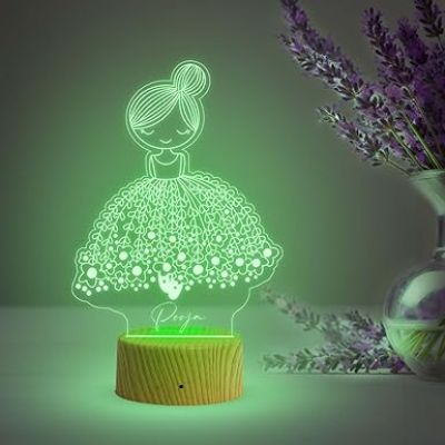 Personalized Princess Girl with Name  Custom Night Light with Name  Kids Room Lamp  Birthday Gift for Girls  Automatic Color Changing Light