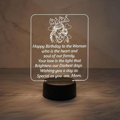 Happy Birthday Gift for Mom Acrylic Night Lamp Warm White Color Light Birthday Gift for Mom  Birthday Day Gifts from Daughter Son  Surprise Gift for Mom