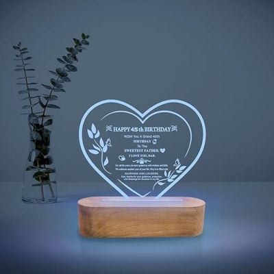 45th Happy Birthday Night Lamp with 7 Color Changing Light Customized with Text Gift for Dad  Fathers Day Gift  Memorable Gift for Dad  Birthday Gift for Dad