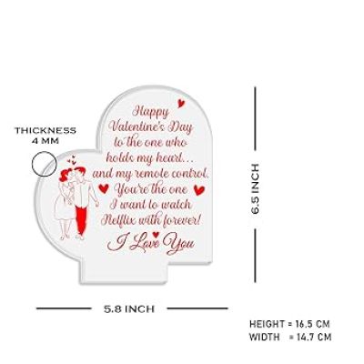 Happy Valentine Day Acrylic Desk Table Lamp  I Love You Gift for Her  Valentine Day Gift for Husband Wife Girlfriend Boyfriend  Warm White Light