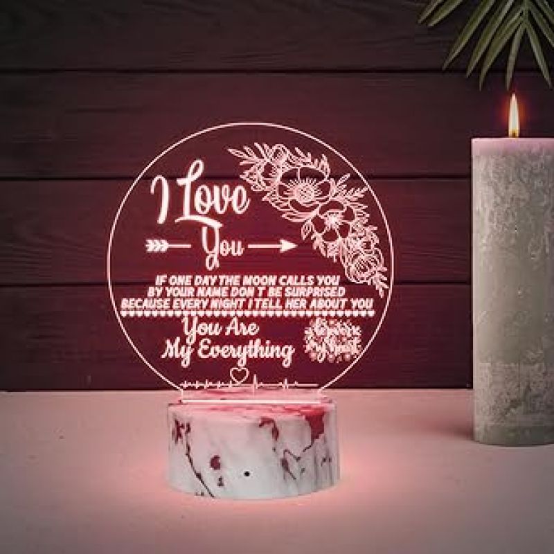 3D Illusion I Love You Your are My Everything Engraved Night Lamp with Automatic Color Changing Light  Gift for Loveable Person  Gift for Husband Wife  Anniversary & Birthday Gift