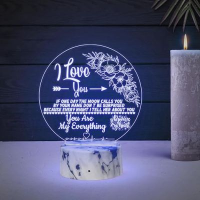 3D Illusion I Love You Your are My Everything Engraved Night Lamp with Automatic Color Changing Light  Gift for Loveable Person  Gift for Husband Wife  Anniversary & Birthday Gift