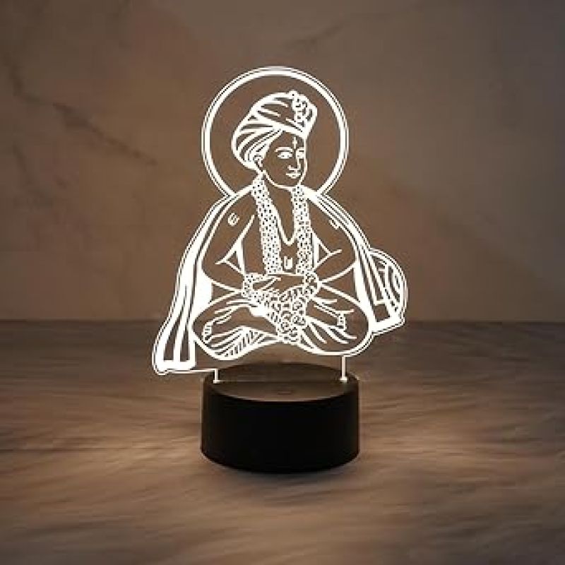 3D Illusion Saint Dnyaneshwar Lamp  Indian Marathi Saint  Warm White Light   Home & Office Decor Light  Marathi Saint Home Decoration Light