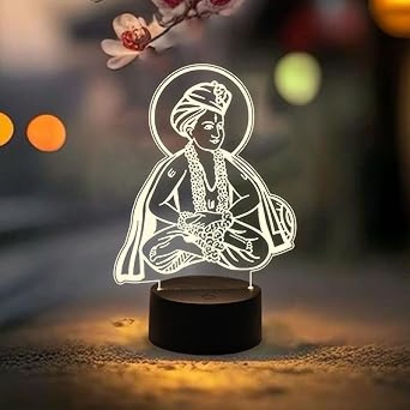 3D Illusion Saint Dnyaneshwar Lamp  Indian Marathi Saint  Warm White Light   Home & Office Decor Light  Marathi Saint Home Decoration Light