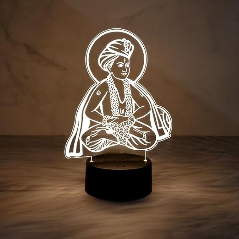 3D Illusion Saint Dnyaneshwar Lamp  Indian Marathi Saint  Warm White Light   Home & Office Decor Light  Marathi Saint Home Decoration Light