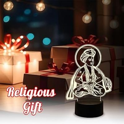 3D Illusion Saint Dnyaneshwar Lamp  Indian Marathi Saint  Warm White Light   Home & Office Decor Light  Marathi Saint Home Decoration Light