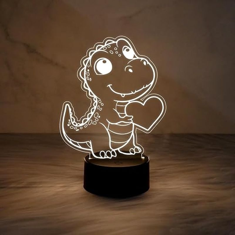 3D Illusion Crocodile Night Lamp with Warm White Light  Lamp for Kids Room  Cute Night Lamp  Home Decor Light  Desk Table Lamp