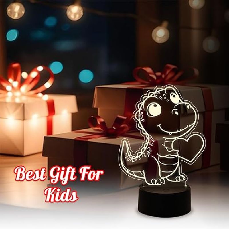 3D Illusion Crocodile Night Lamp with Warm White Light  Lamp for Kids Room  Cute Night Lamp  Home Decor Light  Desk Table Lamp