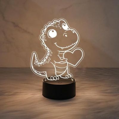 3D Illusion Crocodile Night Lamp with Warm White Light  Lamp for Kids Room  Cute Night Lamp  Home Decor Light  Desk Table Lamp