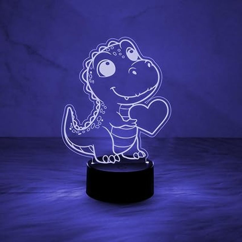 3D Illusion Crocodile Night Light for Children with 7 Color Changing Light & Touch Control Christmas Birthday Gifts Suitable for Boys Girls
