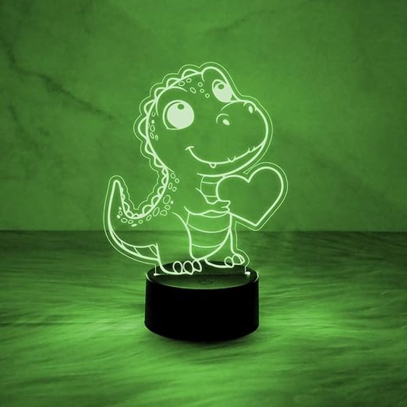 3D Illusion Crocodile Night Light for Children with 7 Color Changing Light & Touch Control Christmas Birthday Gifts Suitable for Boys Girls