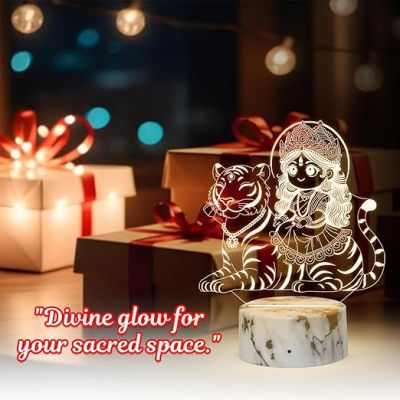 3D Illusion Maa Durga Night Lamp with Warm White Light  Sherowali MATA Desk Table Lamp  Blessing Gift for Loveable Person