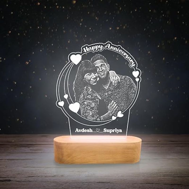 Personalized Photo Night Lamp with Warm White Light  Anniversary Gift for Husband Wife Parents  Couple Night Lamp  Customized Anniversary Gift for Wife