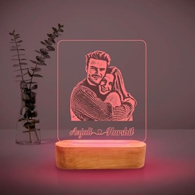 Couple Night Lamp with Multicoloured Light Customized with Photo & Name Gift for Her him Name Lamp for Couple Gift Gift for Husband Wife