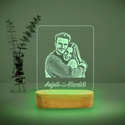 Couple Night Lamp with Multicoloured Light Customized with Photo & Name Gift for Her him Name Lamp for Couple Gift Gift for Husband Wife