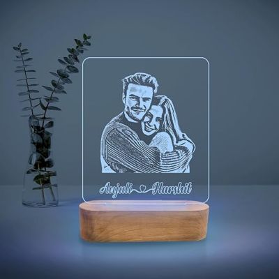 Couple Night Lamp with Multicoloured Light Customized with Photo & Name Gift for Her him Name Lamp for Couple Gift Gift for Husband Wife