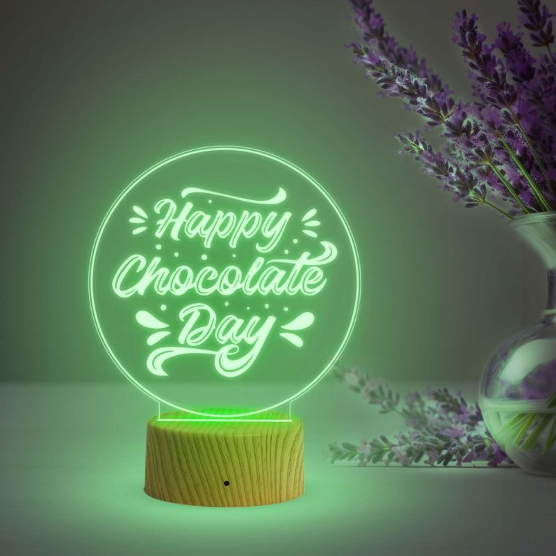 Happy Chocolate Day Gift Night Lamp with 7 Color Changing Light  Valentine's Day Chocolate Gift Light  Gift for Someone Special