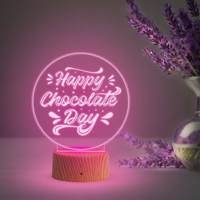 Happy Chocolate Day Gift Night Lamp with 7 Color Changing Light  Valentine's Day Chocolate Gift Light  Gift for Someone Special