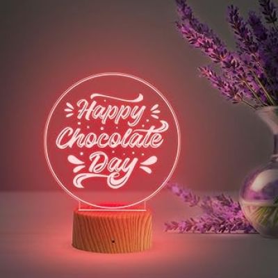 Happy Chocolate Day Gift Night Lamp with 7 Color Changing Light  Valentine's Day Chocolate Gift Light  Gift for Someone Special