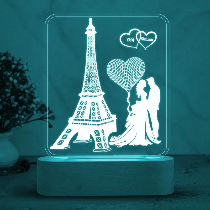 Personalized Eiffel Tower LED Lamp with 7 Color Changing Light Customized with Name  Best Gift for Couple  Birthday Gift for Wife  Gift for Anniversary