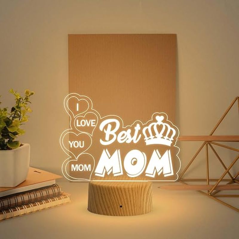 Best Mom Acrylic Led Desk Table Lamp  Birthday Gift for Mom  Mothers Day Gift  Express Your Love for Mom  Warm White Lamp