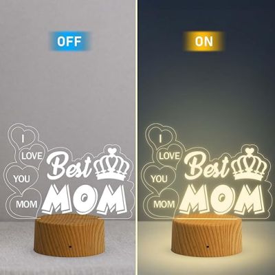 Best Mom Acrylic Led Desk Table Lamp  Birthday Gift for Mom  Mothers Day Gift  Express Your Love for Mom  Warm White Lamp