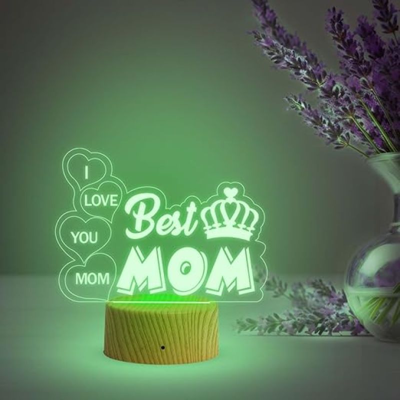 Best Mom Acrylic Led Desk Table Lamp  Birthday Gift for Mom  Mothers Day Gift  Express Your Love for Mom  Multicolored Lamp