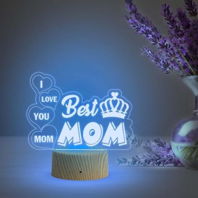 Best Mom Acrylic Led Desk Table Lamp  Birthday Gift for Mom  Mothers Day Gift  Express Your Love for Mom  Multicolored Lamp