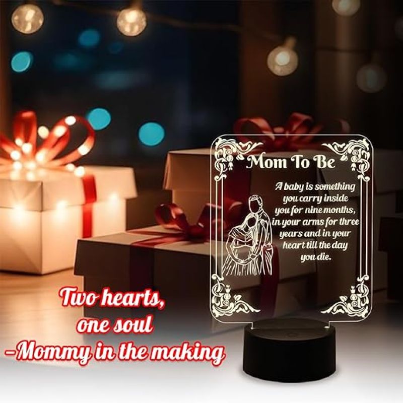 Mom to Be Engraved Night Lamp for Home Decor Light with Warm White Light   Gift for Pregnant Women  Mom to Be Gift