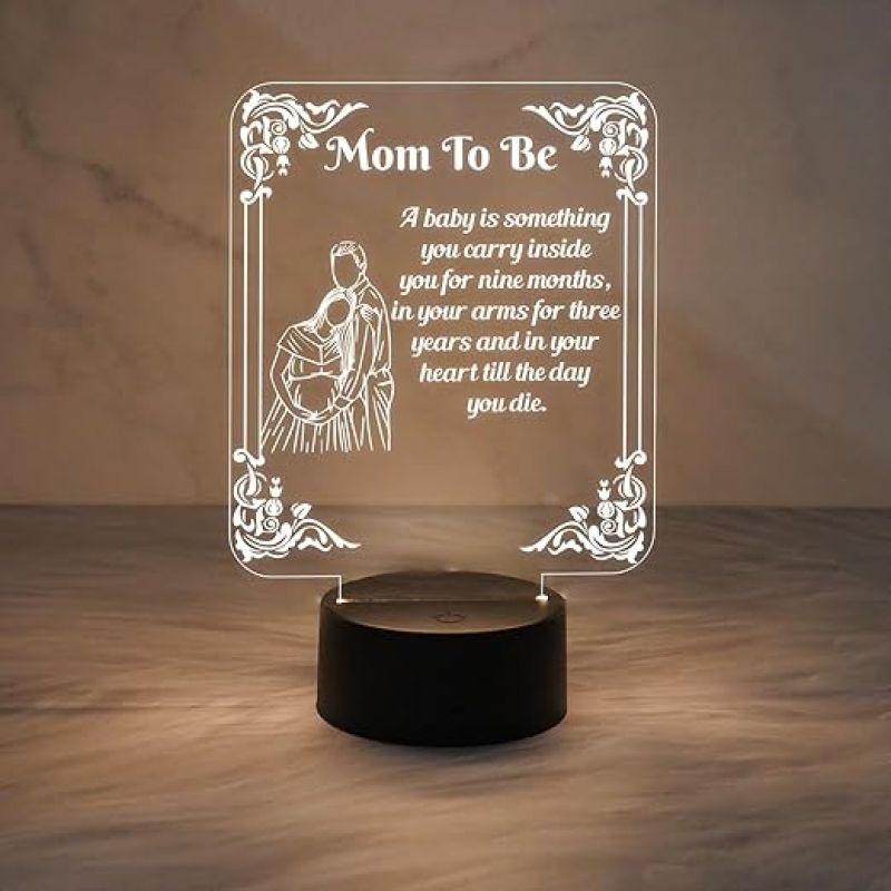 Mom to Be Engraved Night Lamp for Home Decor Light with Warm White Light   Gift for Pregnant Women  Mom to Be Gift