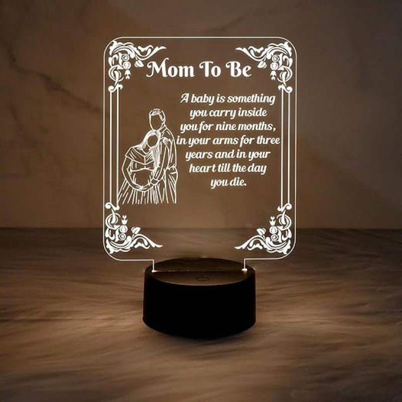 Mom to Be Engraved Night Lamp for Home Decor Light with Warm White Light   Gift for Pregnant Women  Mom to Be Gift