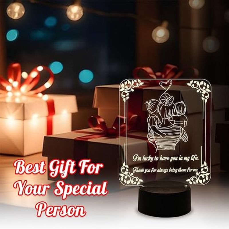 Acrylic Engraved Night Lamp with Warm White Light  Best Gift for Mother  Mothers Day Gift for Mom  Birthday Gift for Mom