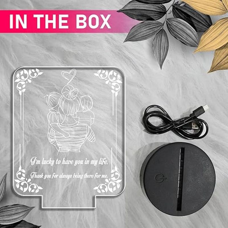 Acrylic Engraved Night Lamp with Warm White Light  Best Gift for Mother  Mothers Day Gift for Mom  Birthday Gift for Mom